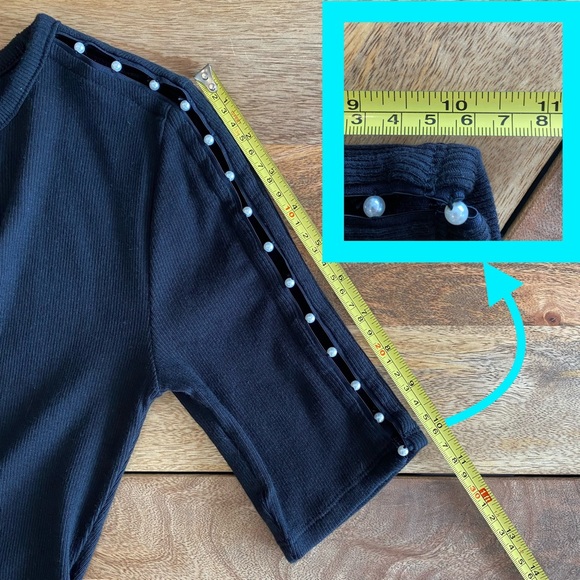 Express Ribbed Pearl Inset Tee NWT - Picture 12 of 16